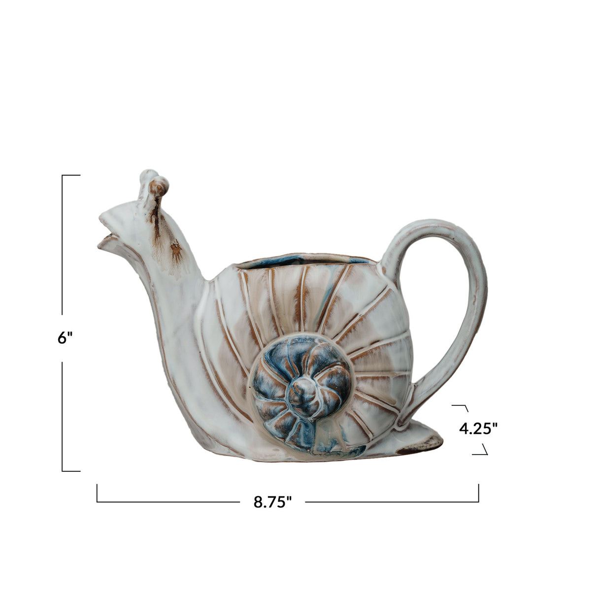 Reactive Glaze Ceramic Snail Watering Can Pitcher