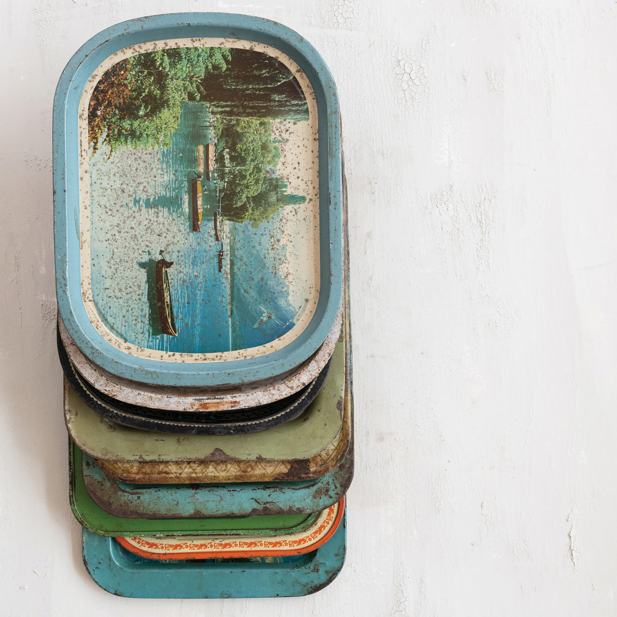 Vintage Found Metal Tray with Distressed Finish