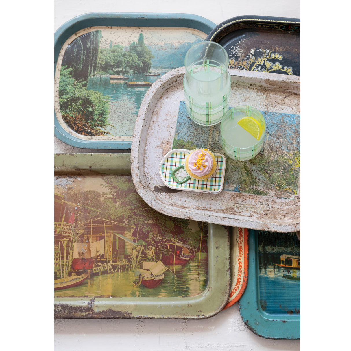 Vintage Found Metal Tray with Distressed Finish