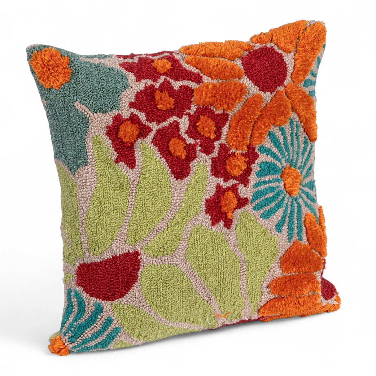 Vibrant Square Tufted Floral Throw Pillow | Indoor & Outdoor