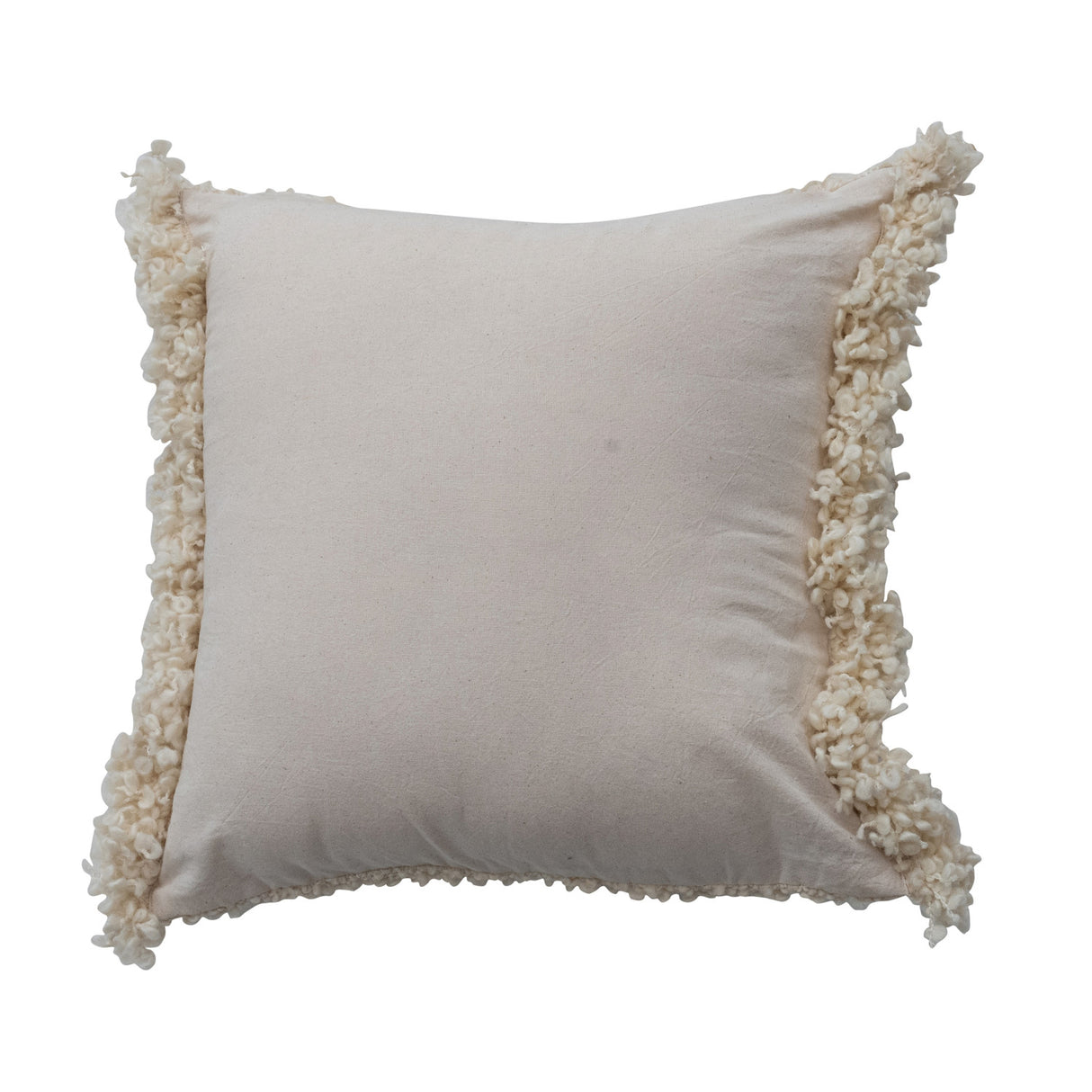 Square Cream Bouclé Pillow with Fringe | Indoor & Outdoor