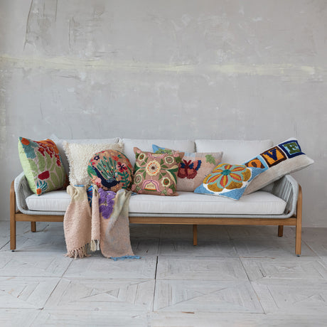 Tufted & Embroidered Butterfly & Insect Woven Thow Pillow