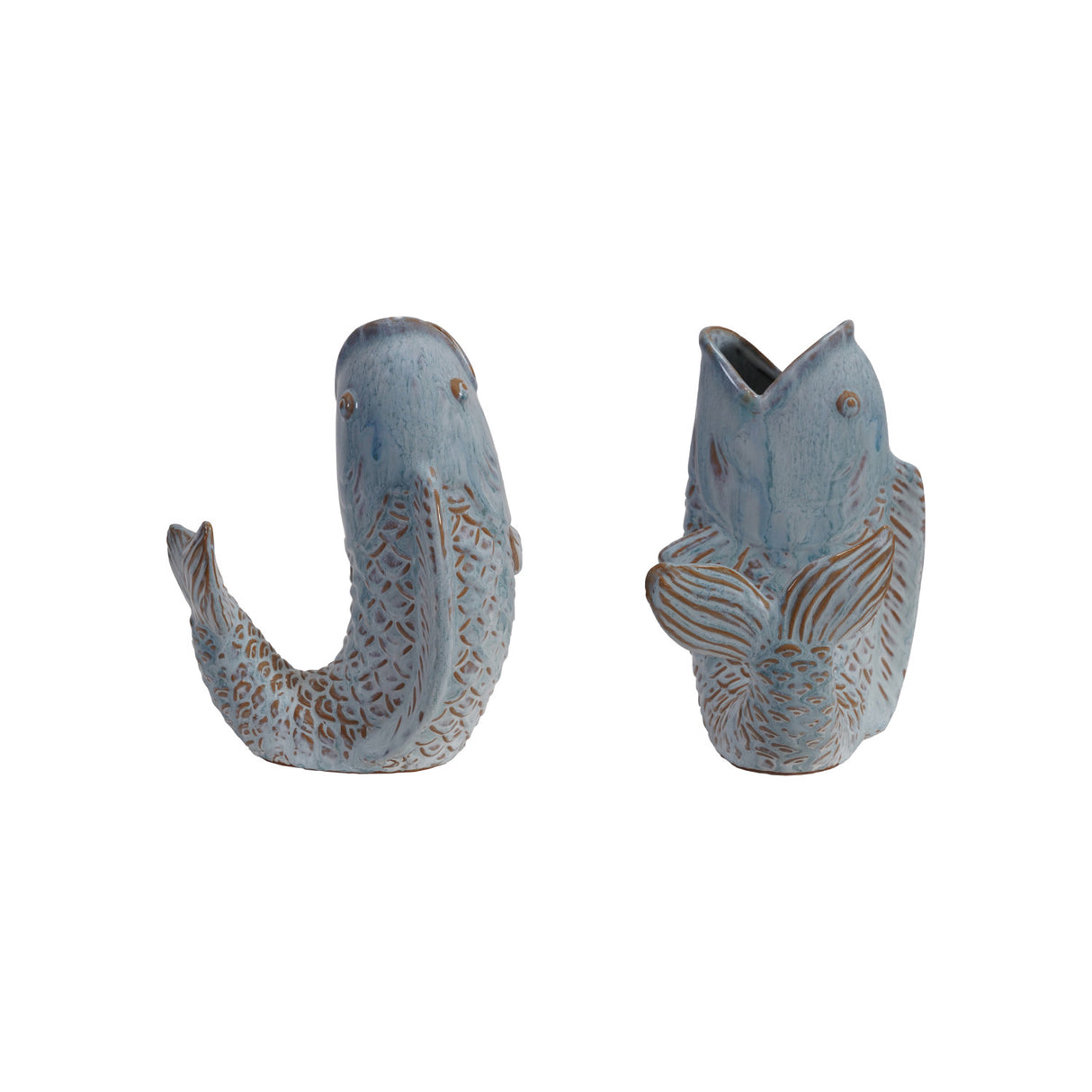 Blue Ceramic Koi Fish Vase