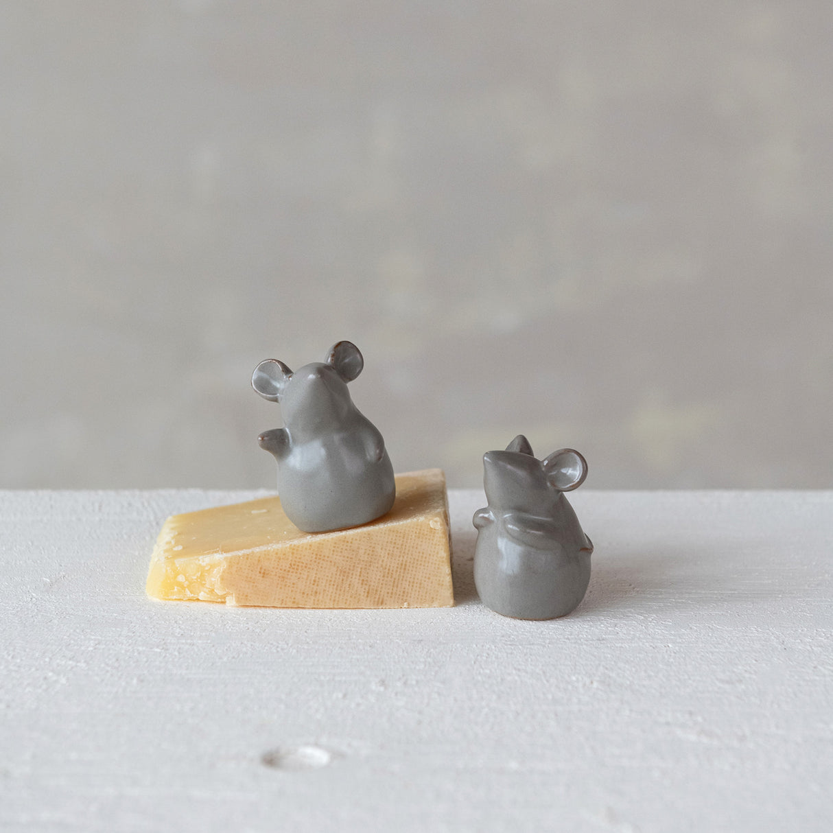Grey Reactive Glaze Stoneware Mouse Figurine | 2 Styles