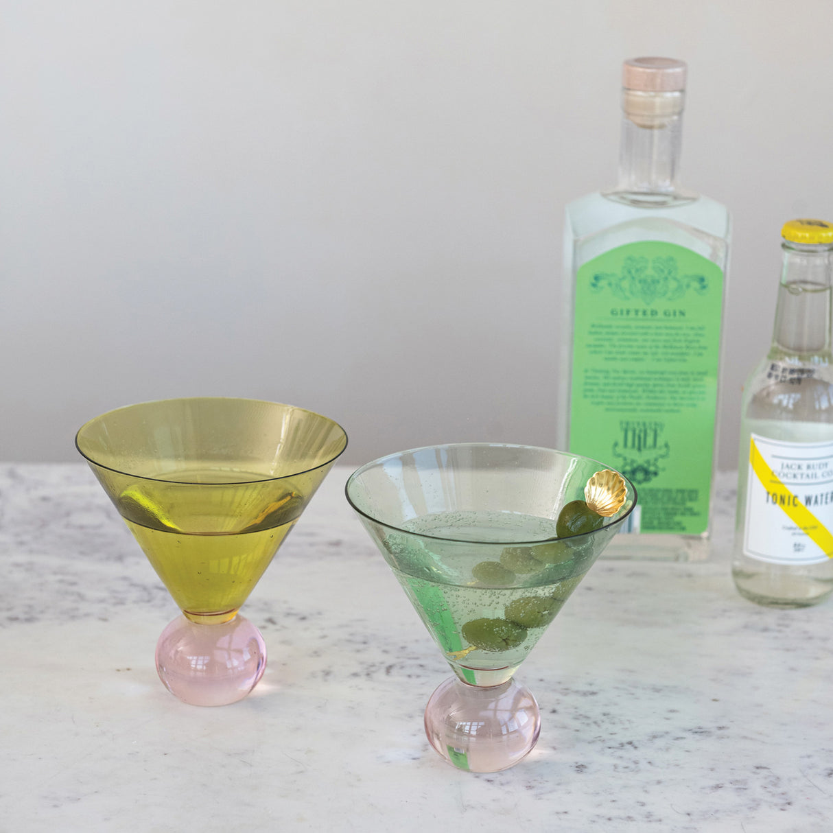 Two Tone Martini Glass with Ball Stem