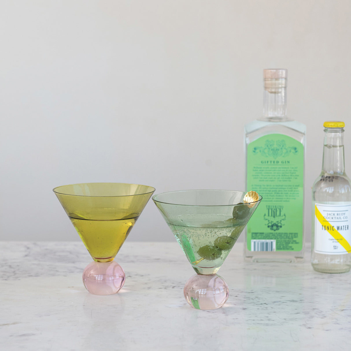 Two Tone Martini Glass with Ball Stem