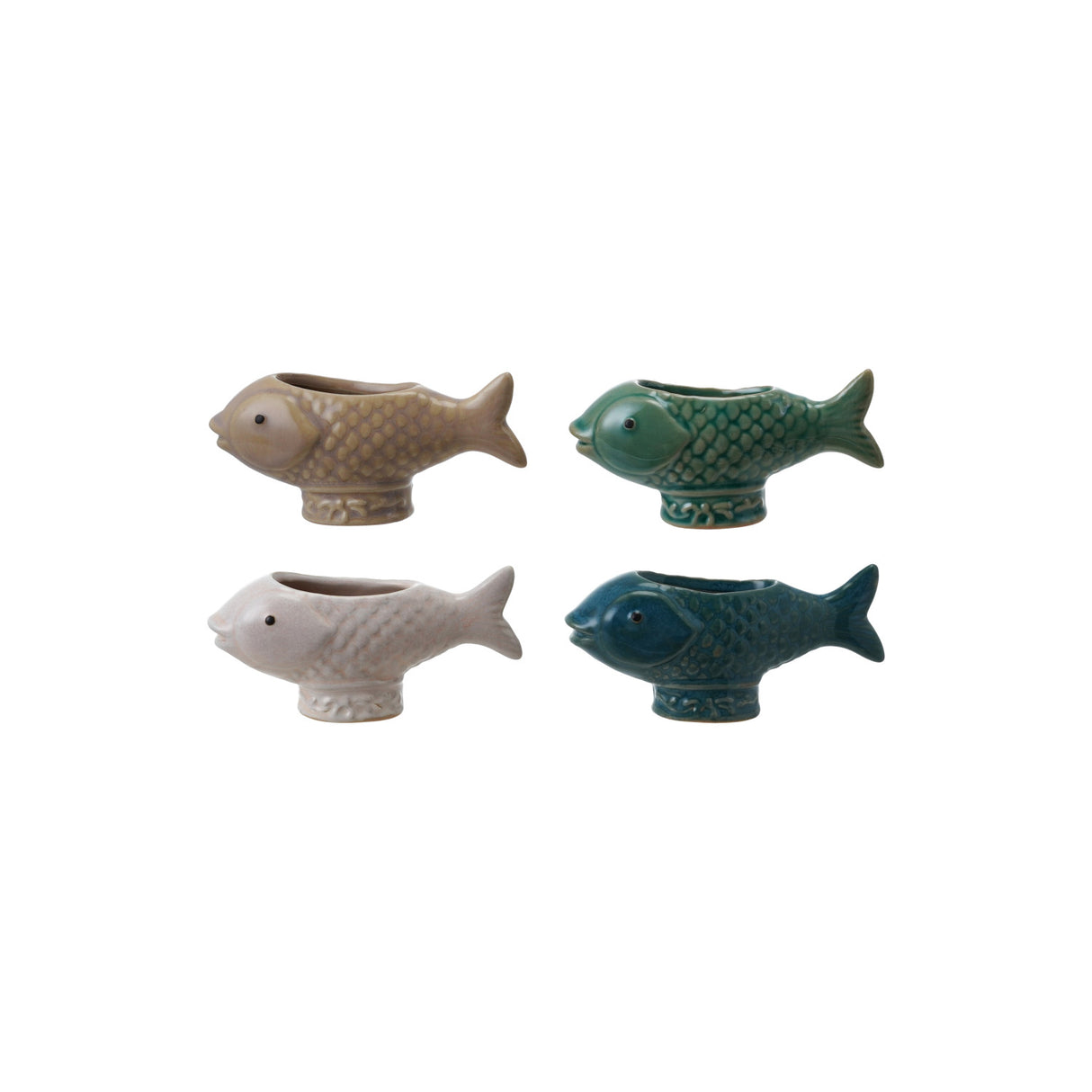 Reactive Glaze Fish Container & Toothpick Holder