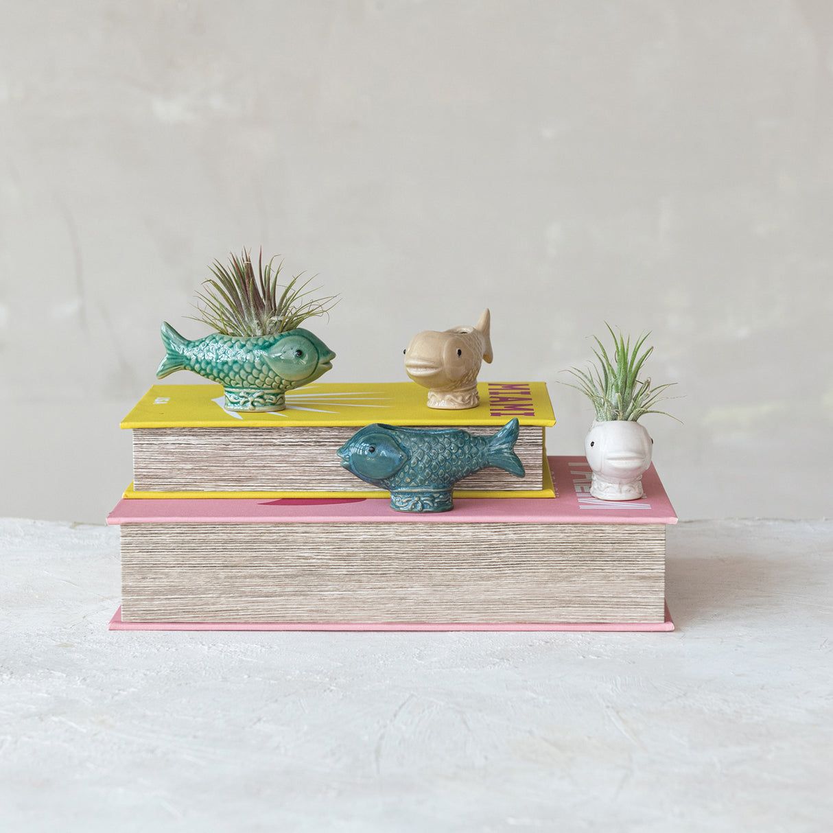 Reactive Glaze Fish Container & Toothpick Holder