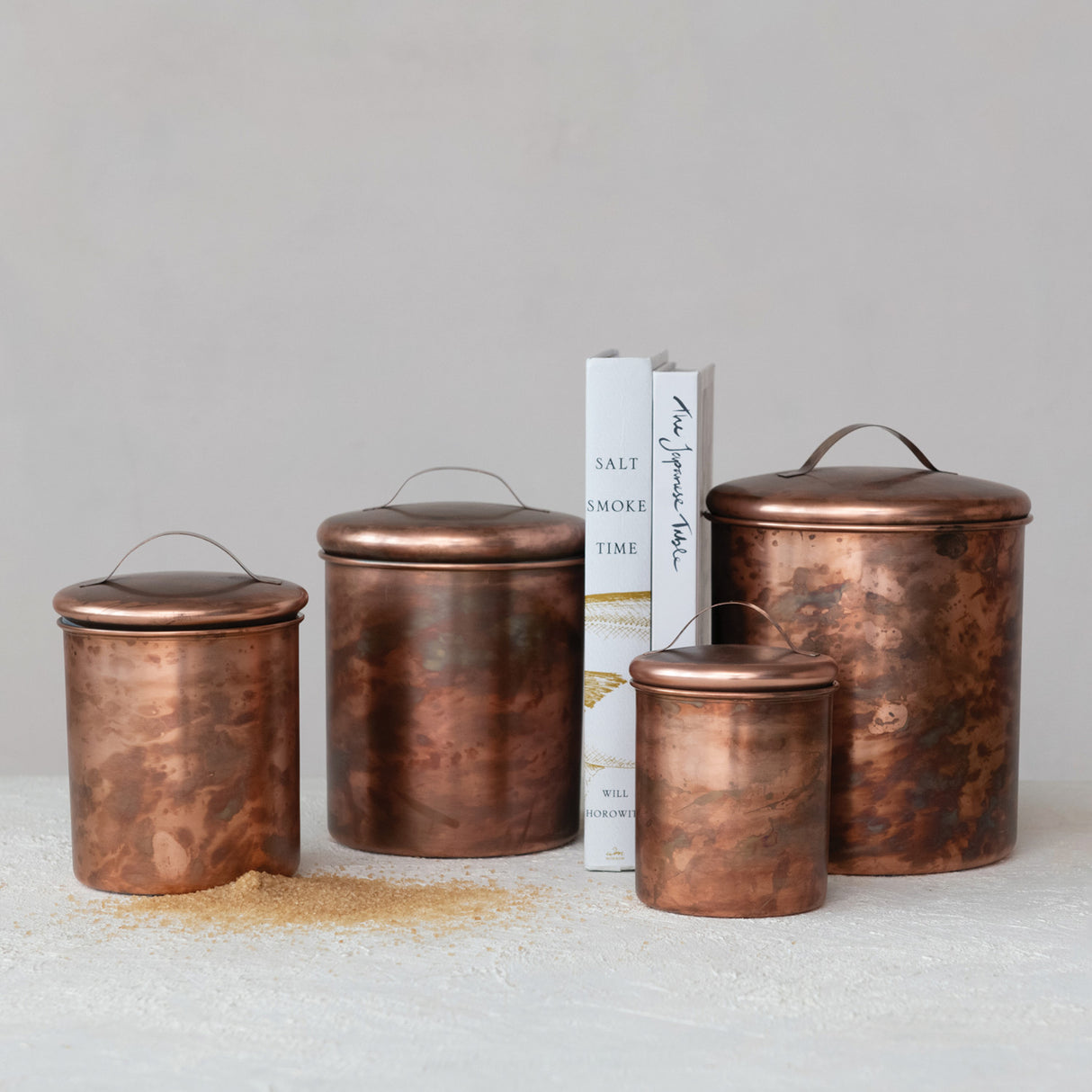 Oxidized Copper Finish Stainless Steel Canisters | 4 Sizes