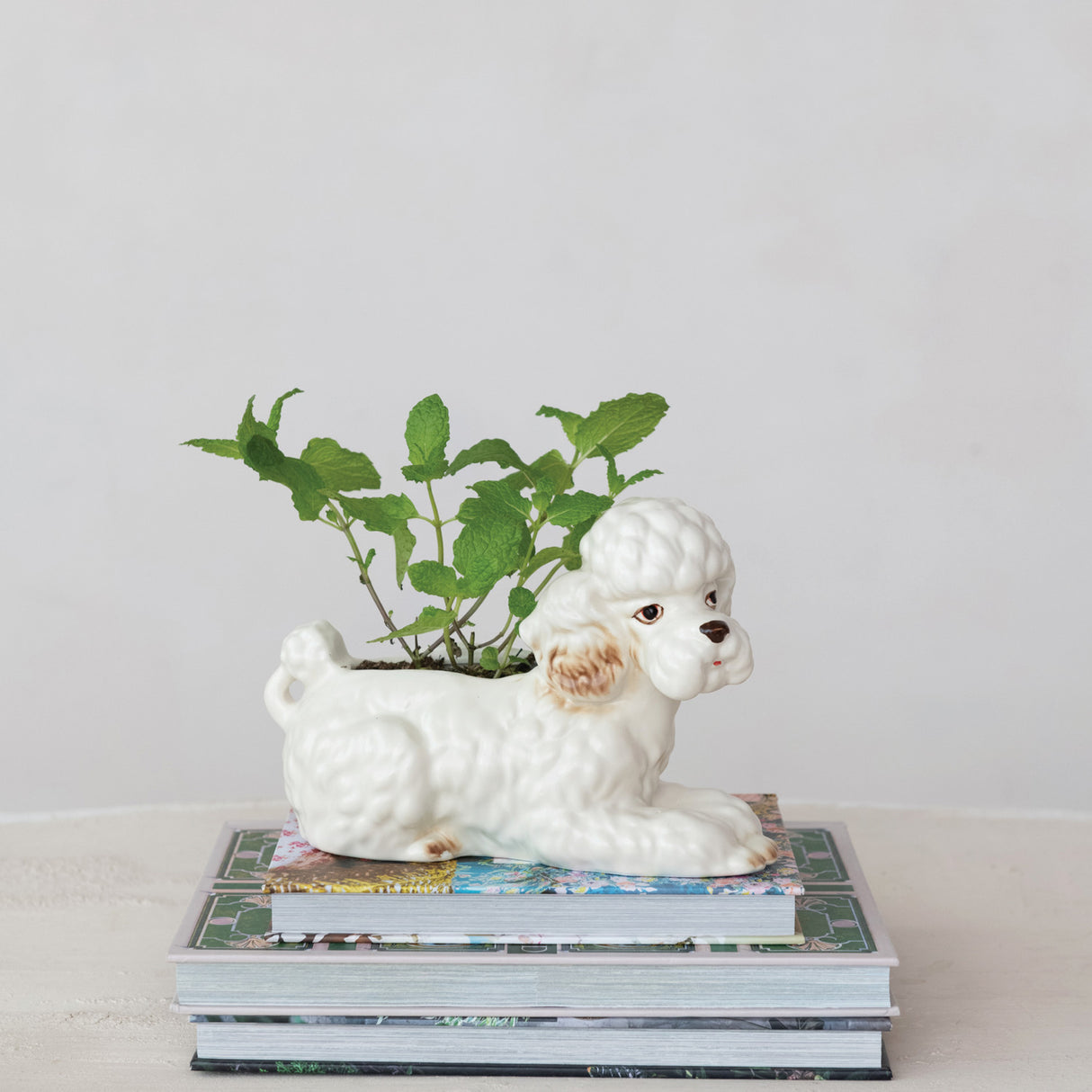 Vintage-Inspired Ceramic Poodle Planter
