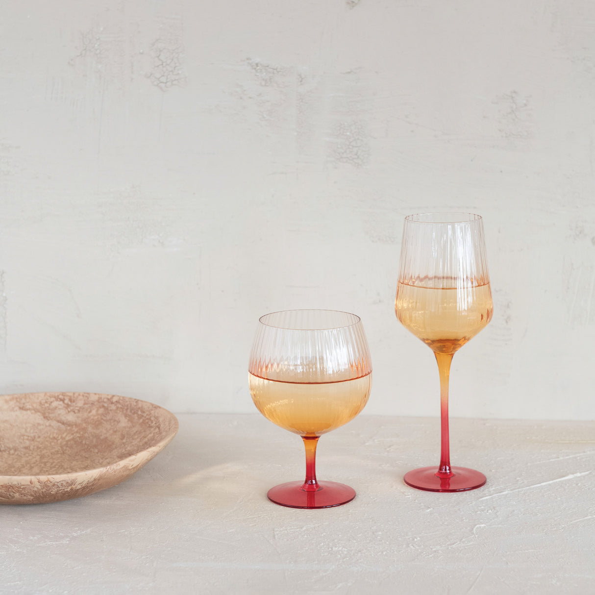 Ombre Orange Fluted Goblet Drinking Glass