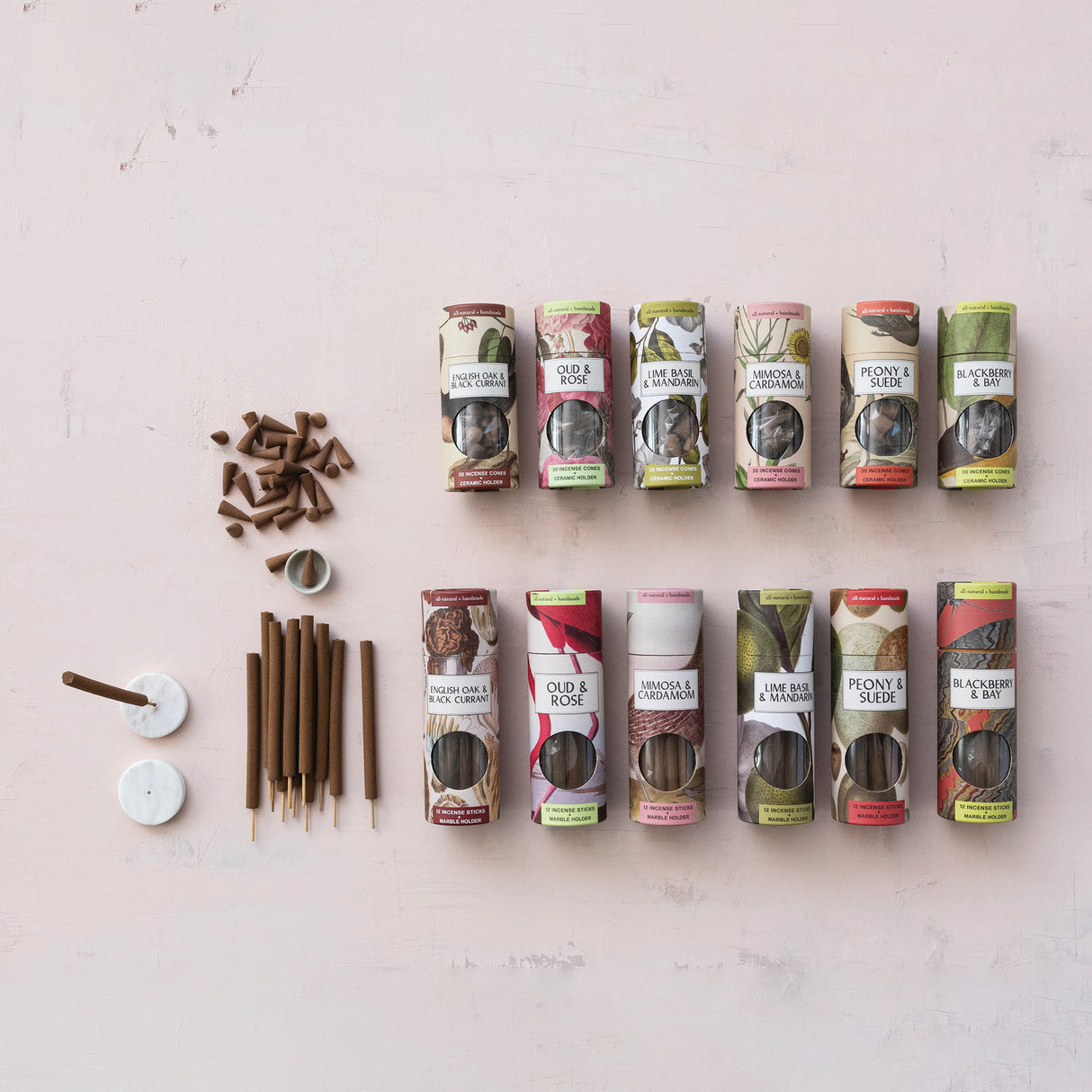 Lime Basil & Mandarin Incense Cones with Ceramic Holder