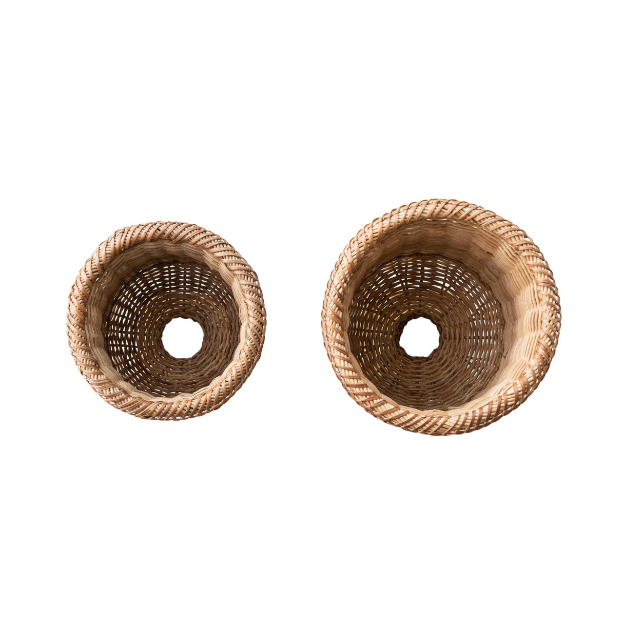 Woven Rattan Pedestal Urn