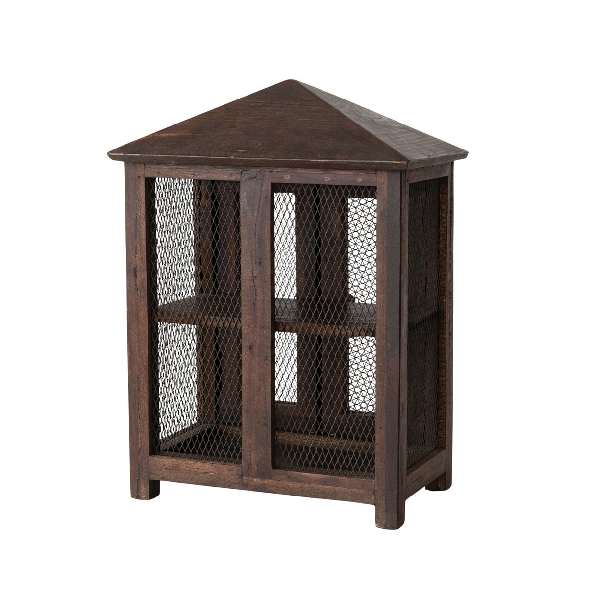 Reclaimed Wood Mesh Door Accent Cabinet