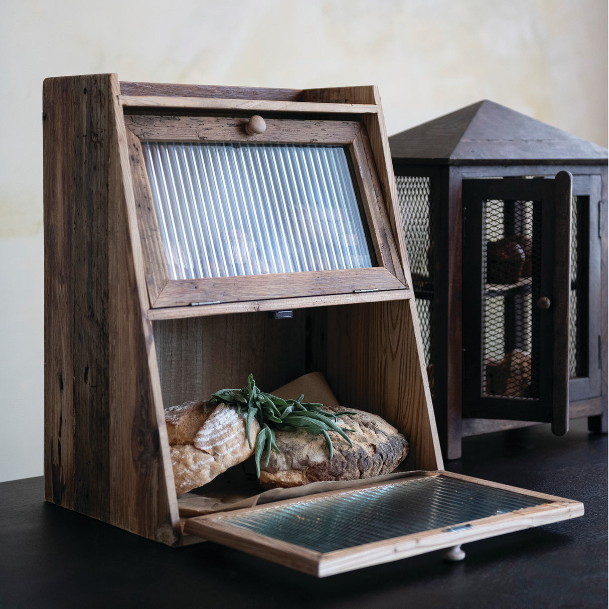 Reclaimed Wood Mesh Door Accent Cabinet