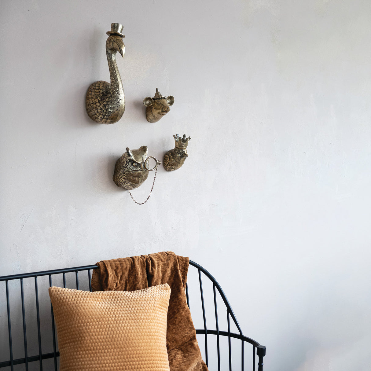 Crowned Gold Bird Aluminum Head Wall Mount