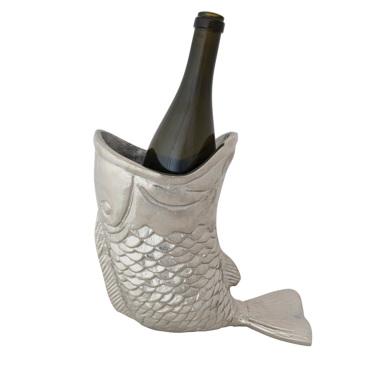 Aluminum Nickel Finish Fish Bottle Holder