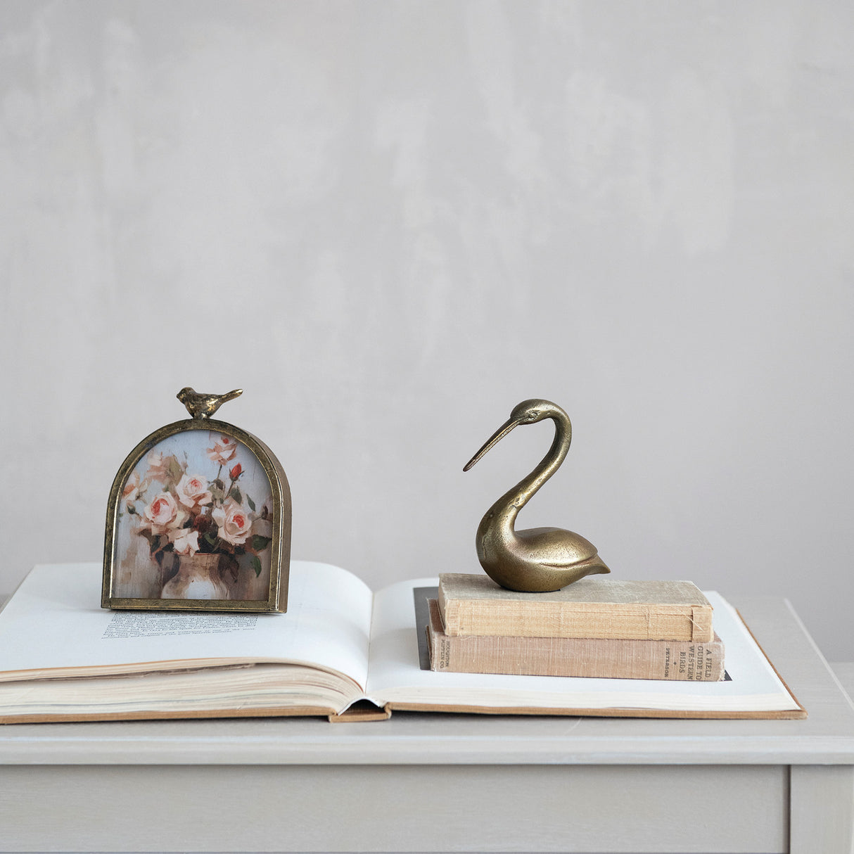 Antique Brass Aluminum Bird Figurine