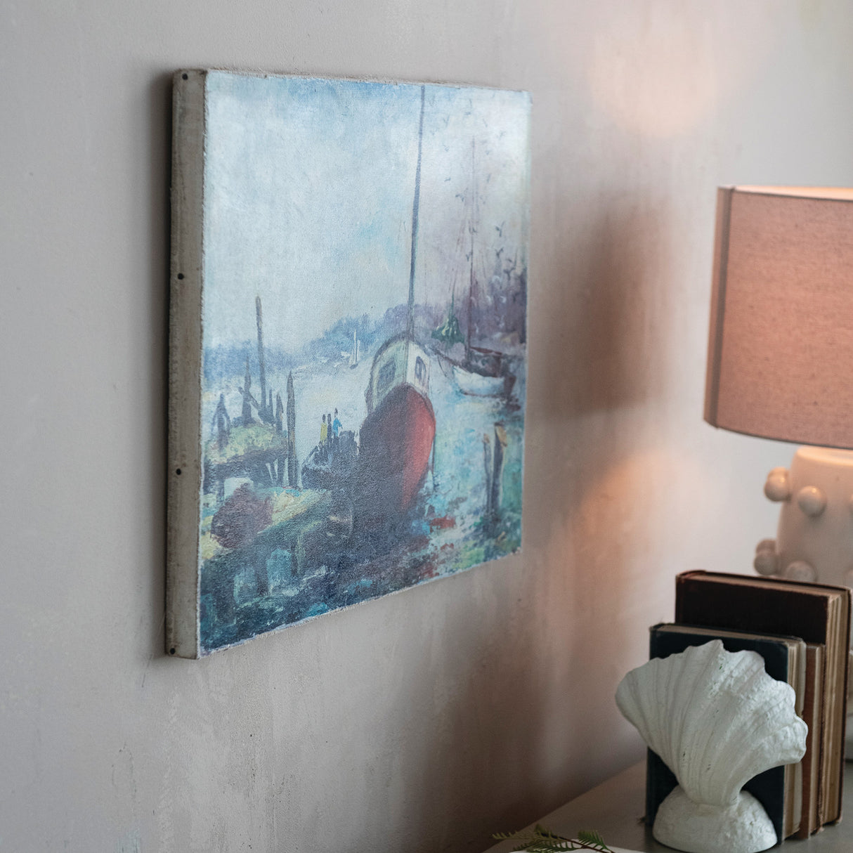 Vintage Boat Harbor Canvas Wall Art