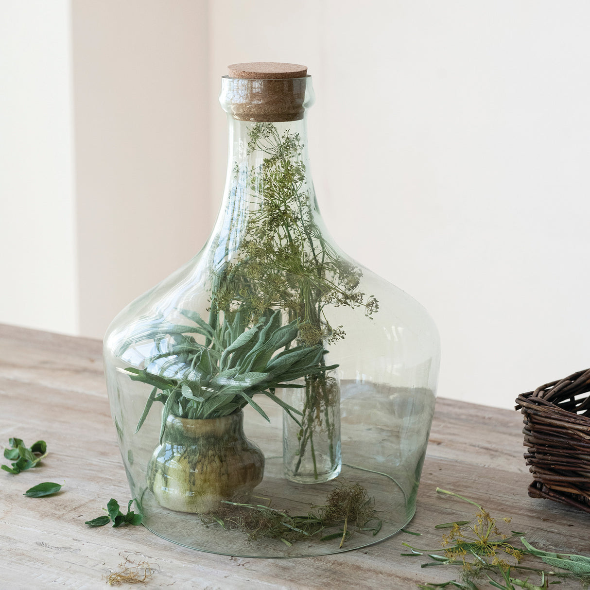 Hand-Woven Reed Market Basket with Handle