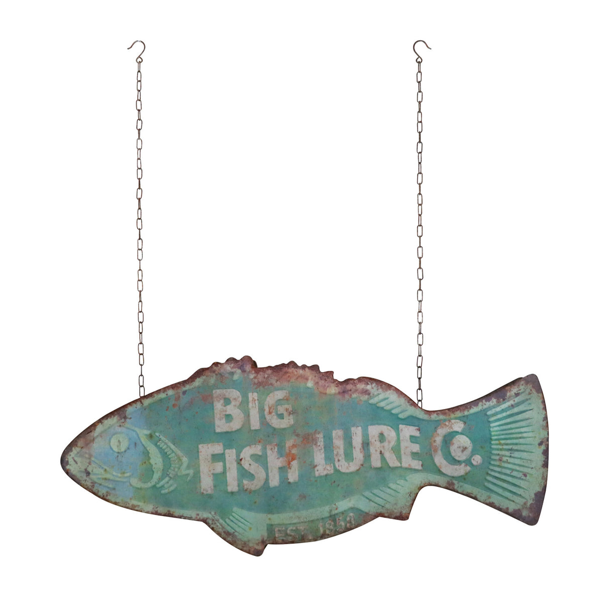 Big Fish Lure Co. Hanging Metal Wall Sign