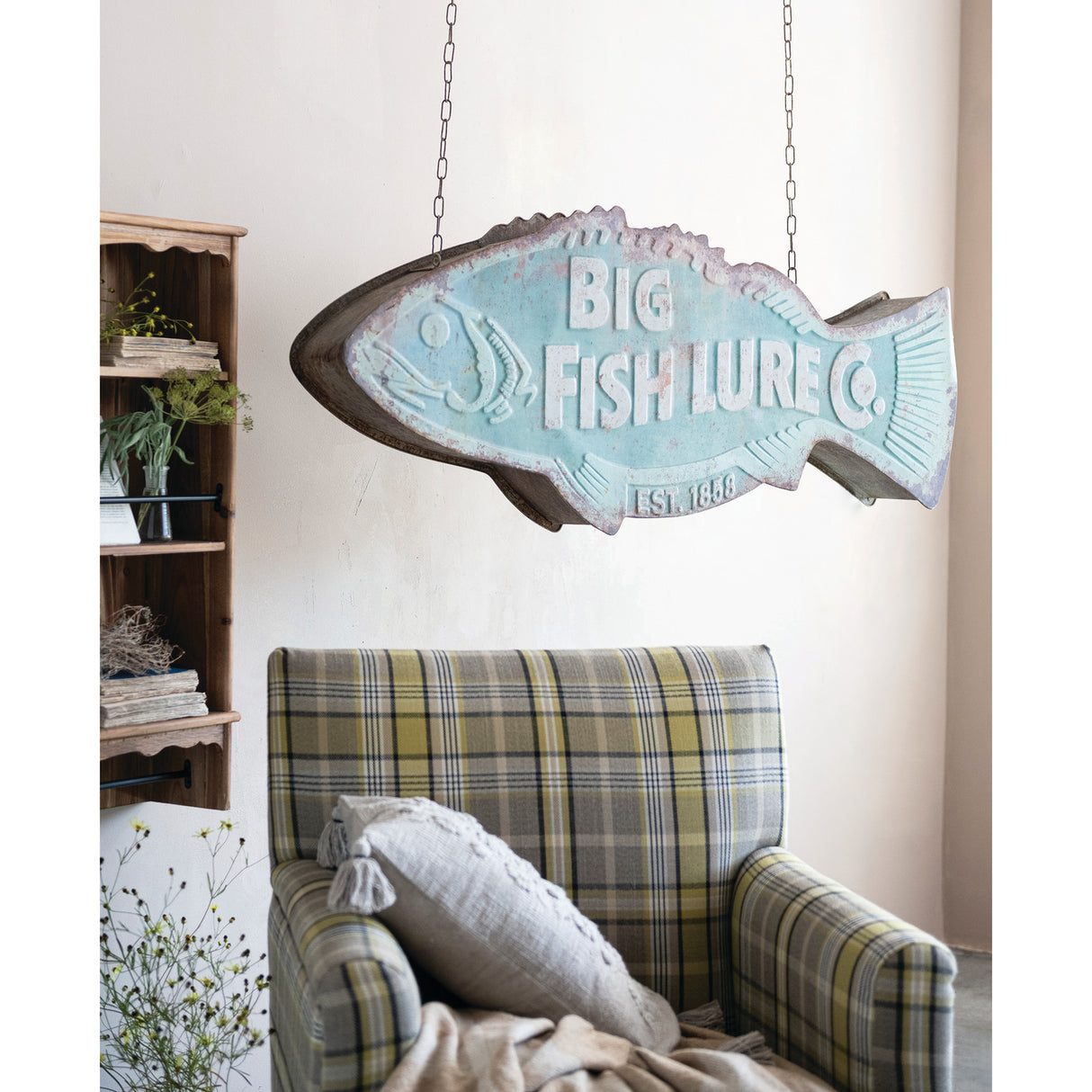 Big Fish Lure Co. Hanging Metal Wall Sign