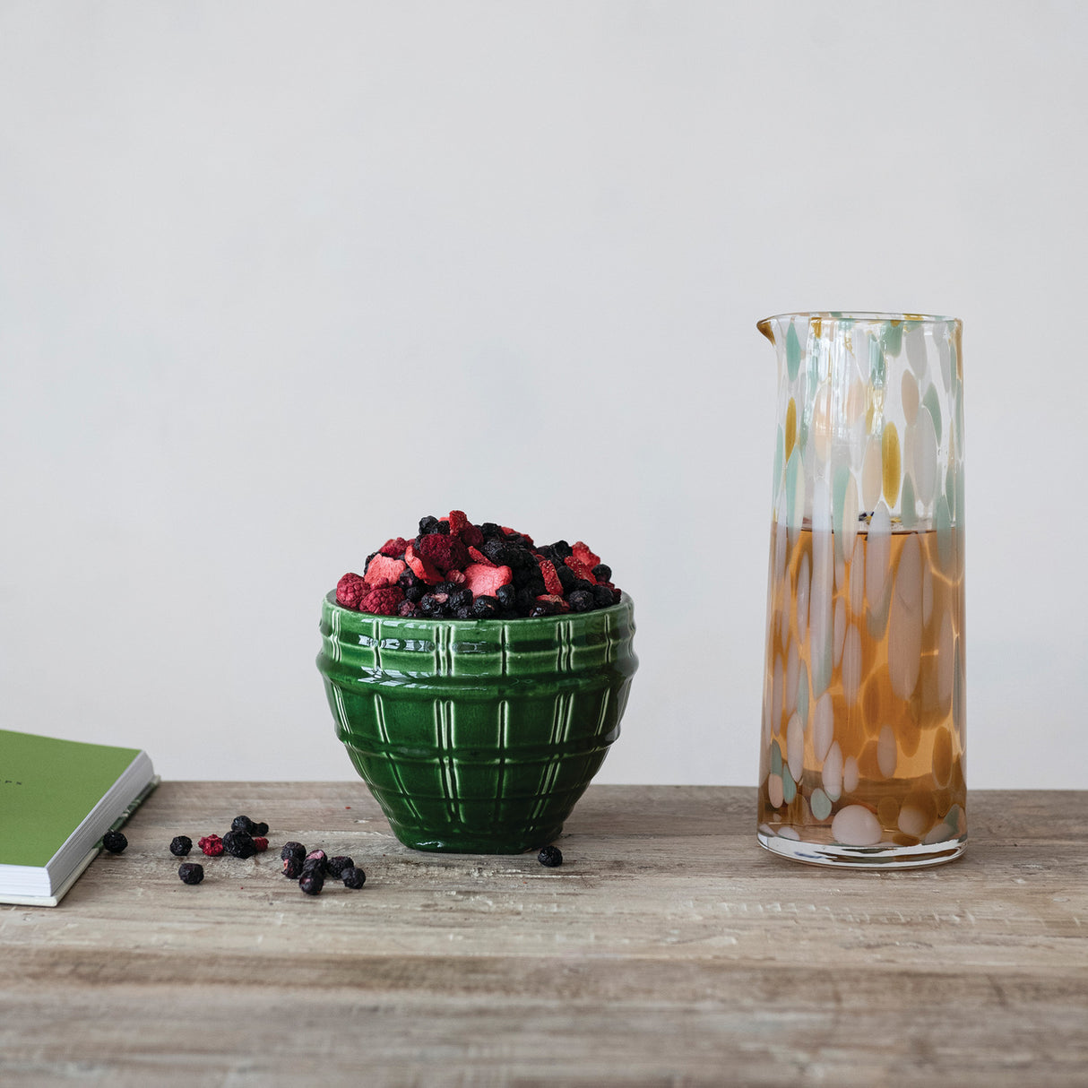 Green Debossed Ceramic Planter