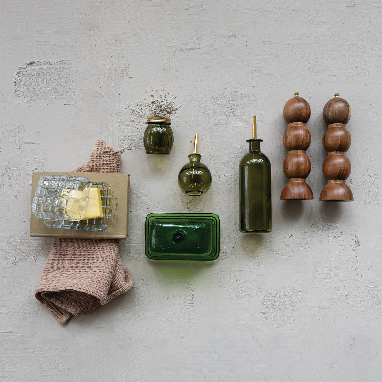 Olive Glass Bitters Bottle with Gold Stopper