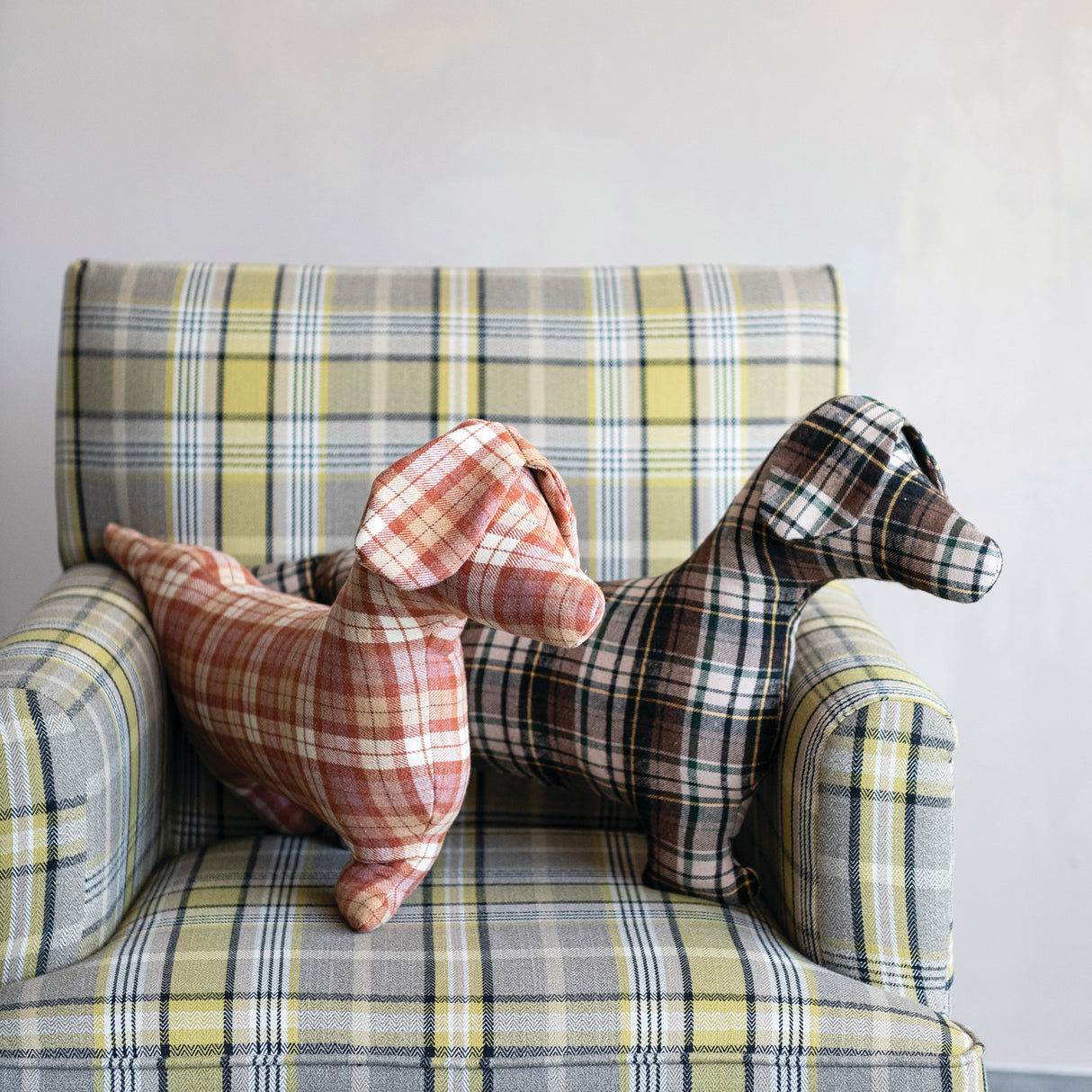 Plaid Dog Shaped Throw Pillow
