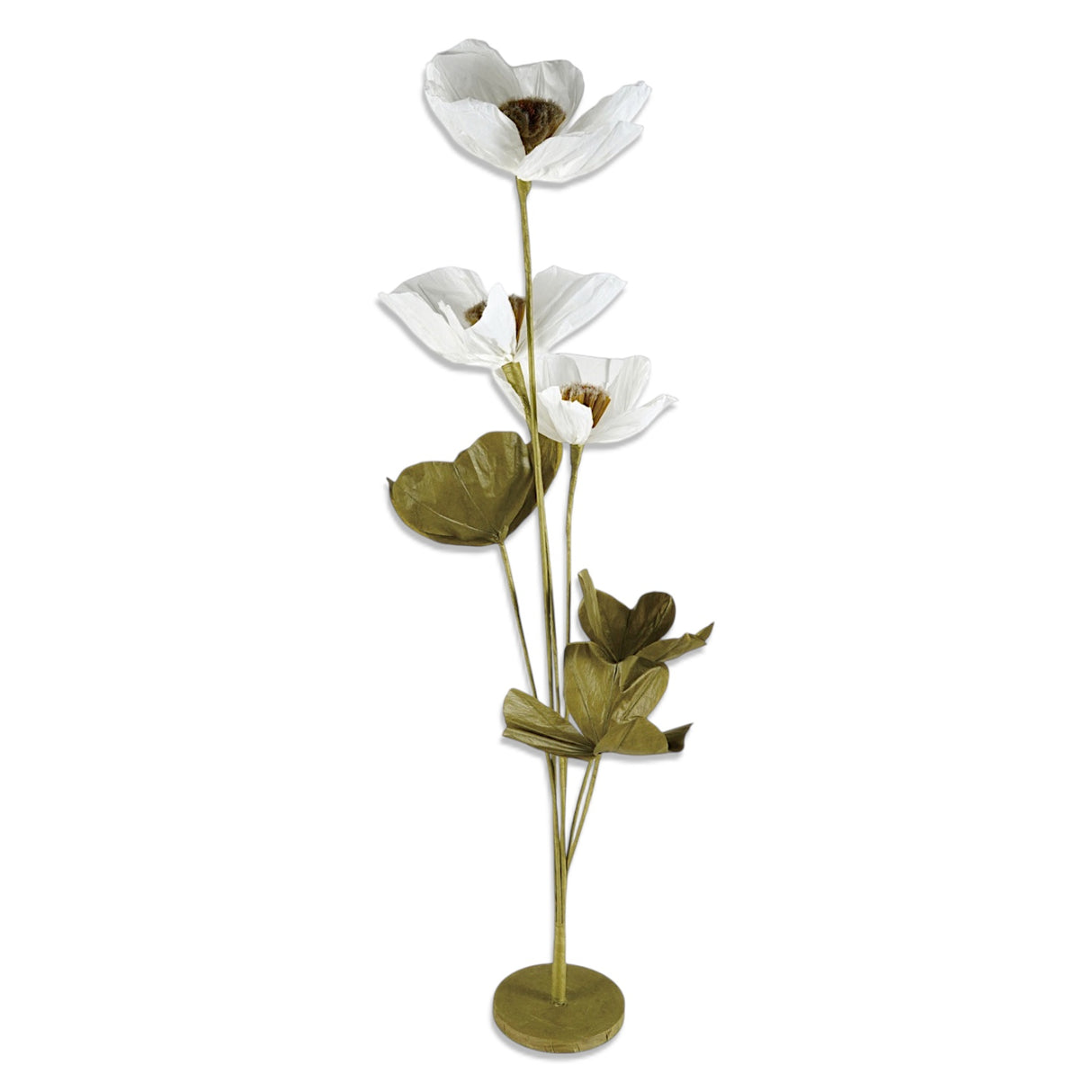 Oversized Cream & Green Paper Flowers with Stand