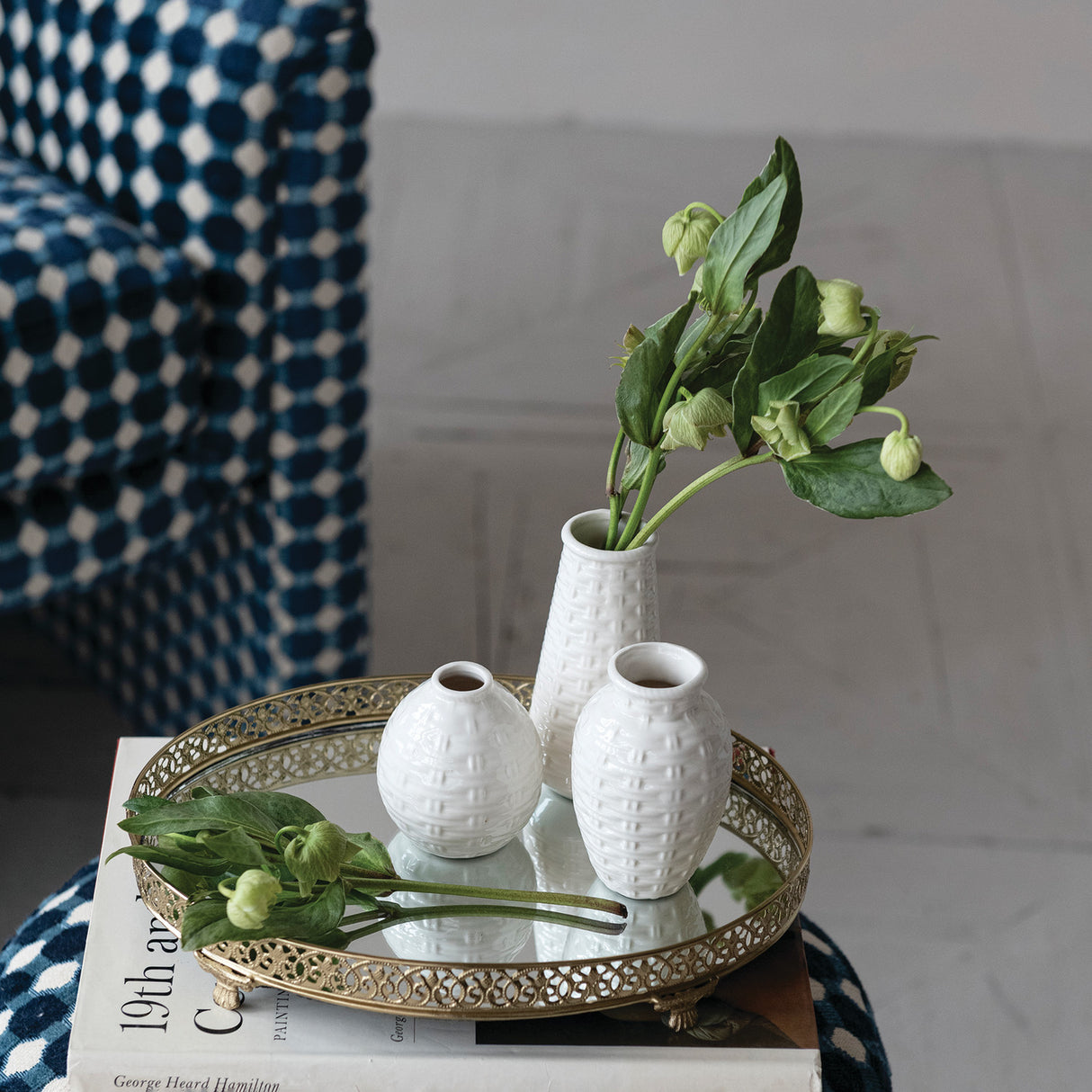 Cream Basket Weave Ceramic Vase