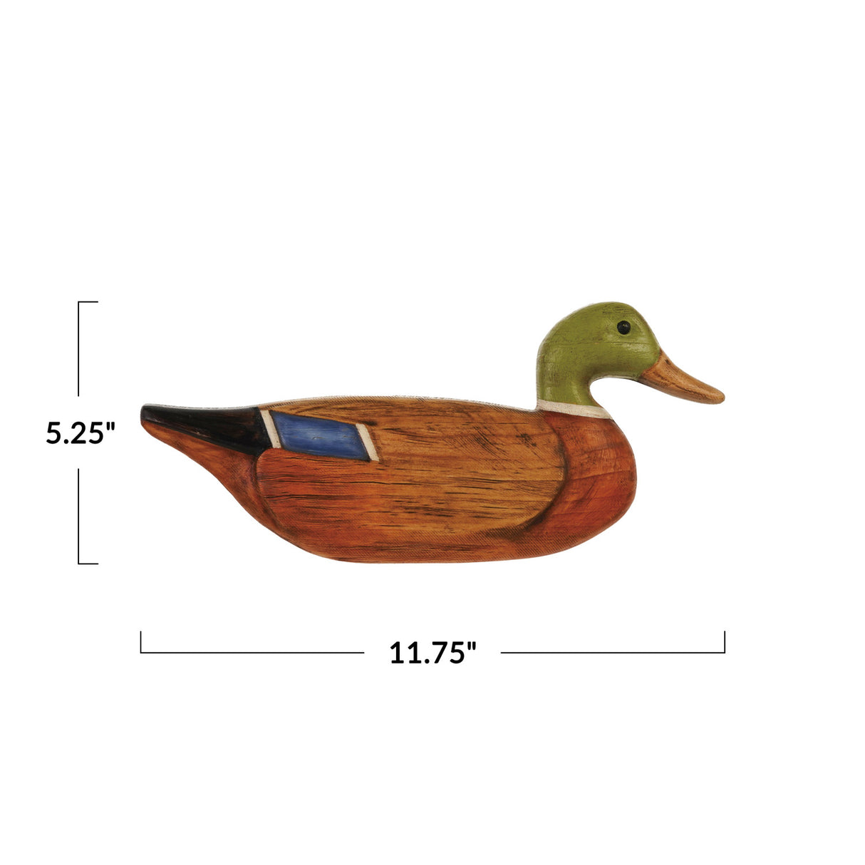 Hand-Painted Carved Wood Mallard Duck Wall Mount