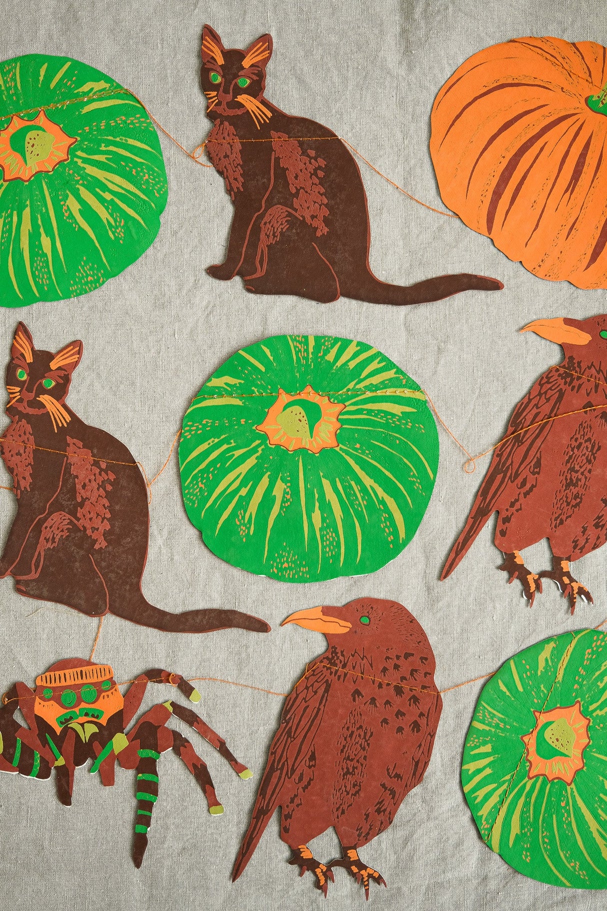 Pumpkin & Spooky Sewn Paper Garland | East End Press