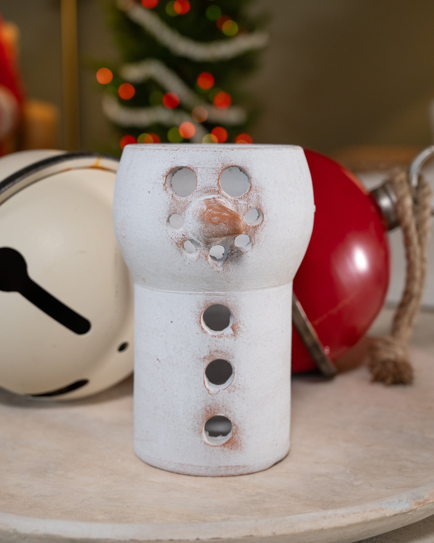 White Clay Snowman Luminary