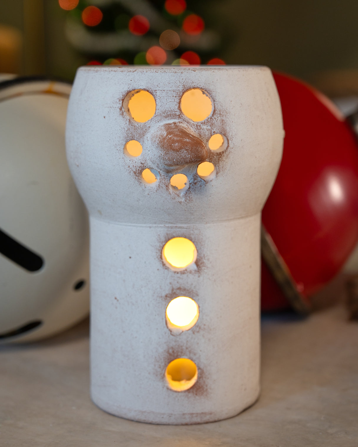 White Clay Snowman Luminary