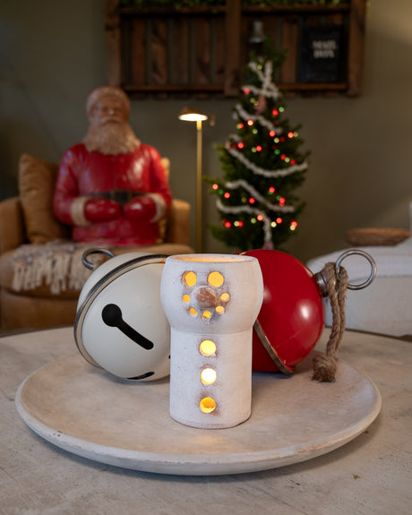 White Clay Snowman Luminary