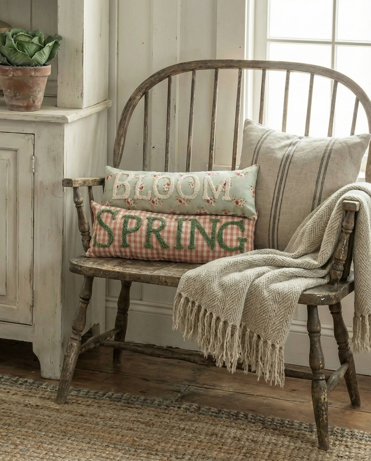 Bloom & Spring Embroidered Lumbar Pillow
