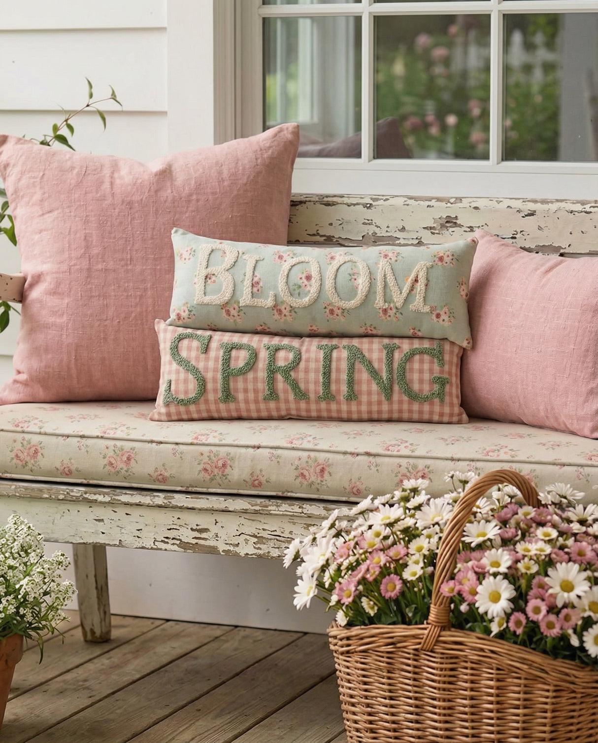 Bloom & Spring Embroidered Lumbar Pillow