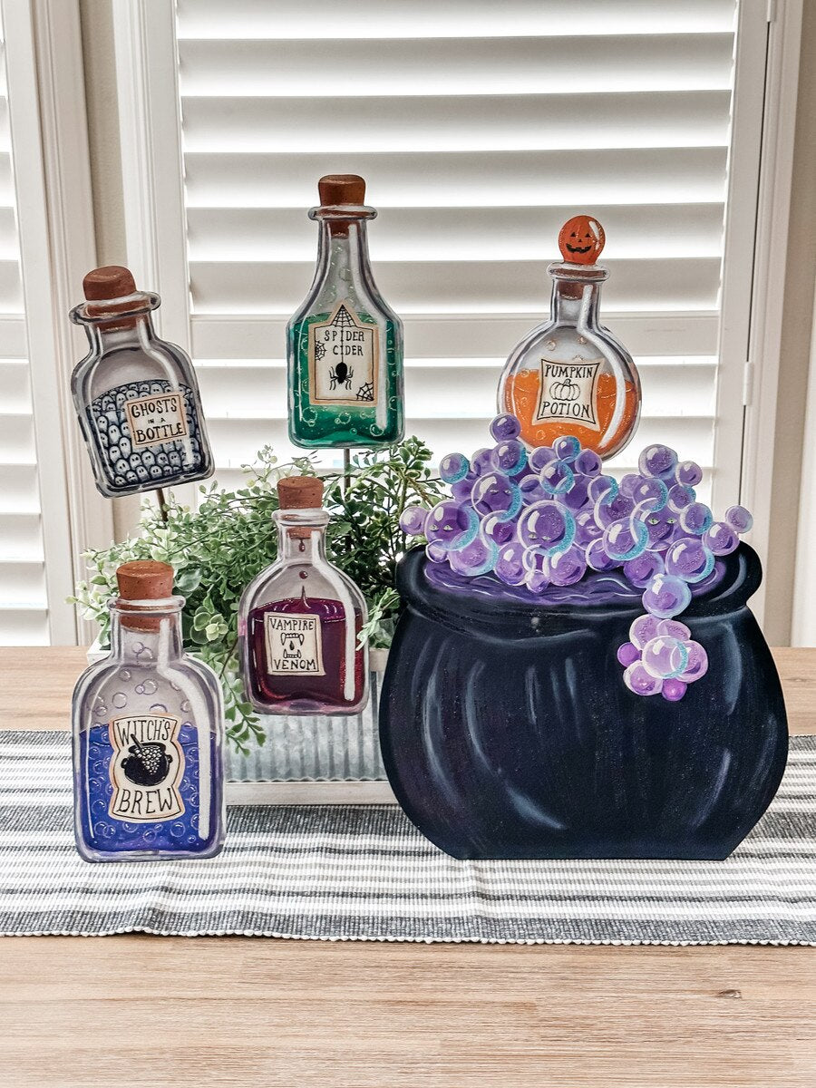 Halloween Potion Bottle Metal Stake Sign