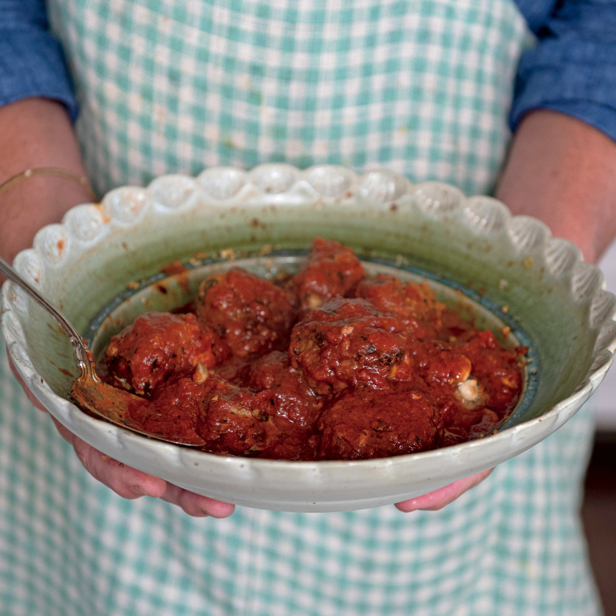 Meatballs served in Finch + Fennel Tomato Basil Marinara Sauce