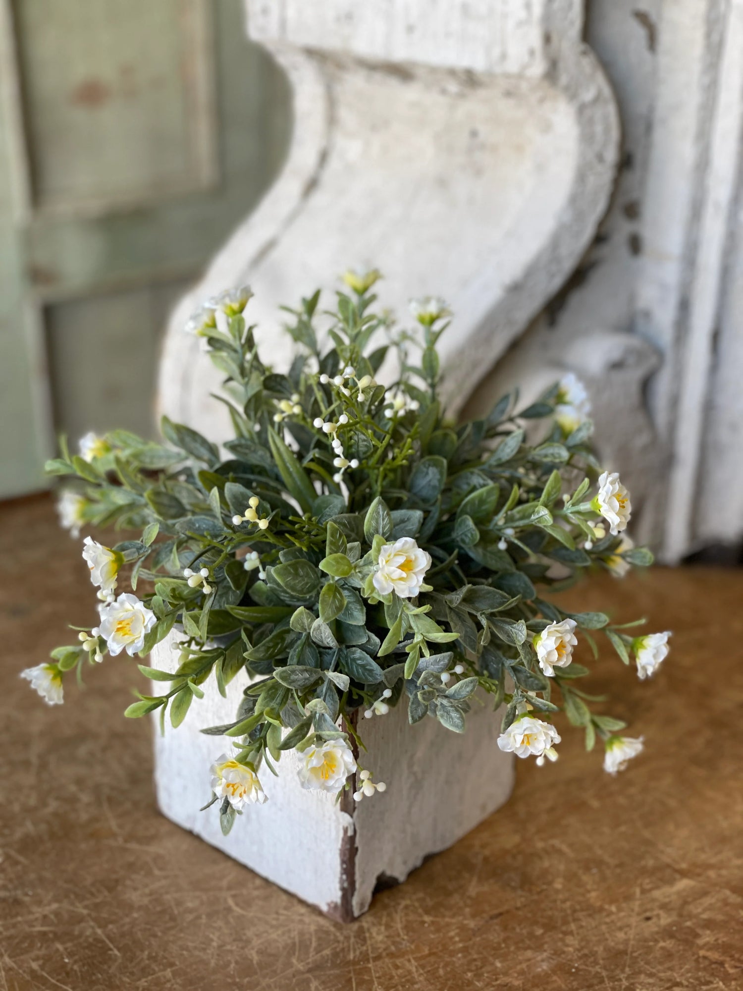 Starlight Veil Half Sphere Faux Spring Green Bush with Yellow Flowers