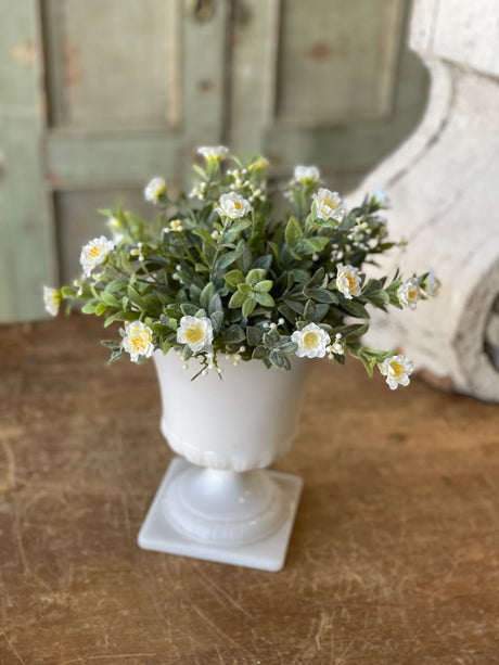 Starlight Veil Half Sphere Faux Spring Green Bush with Yellow Flowers