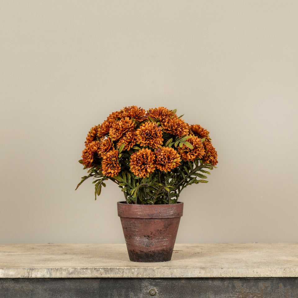 Faux Potted Brown Mums