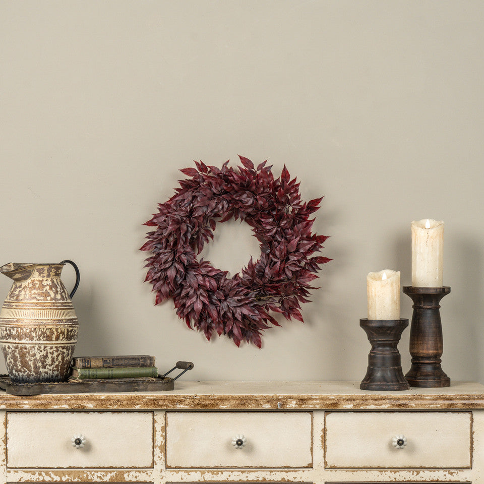 Burgundy Spikenard Leaf Fall Wreath
