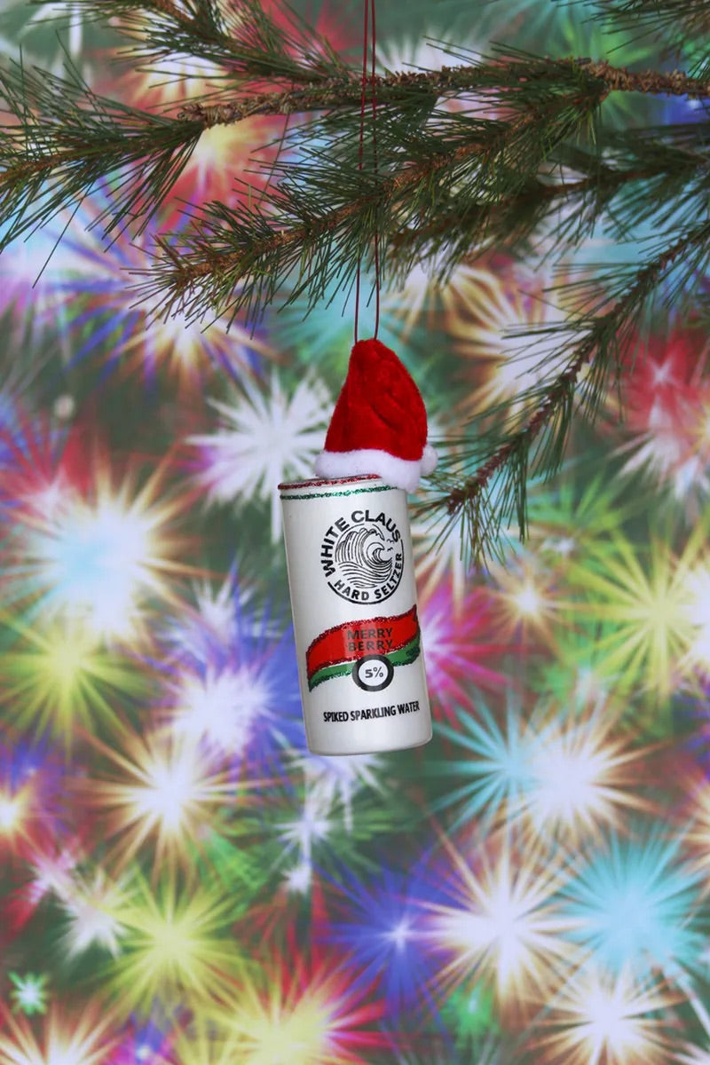 Merry Berry White Claus Glass Ornament