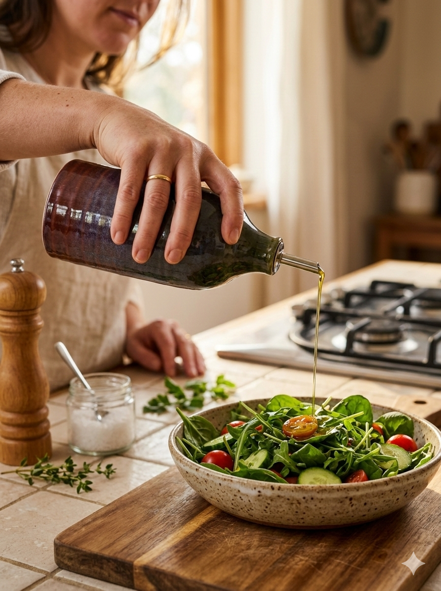 Reactive Glaze Ceramic Oil Cruet with Stainless Steel Spout