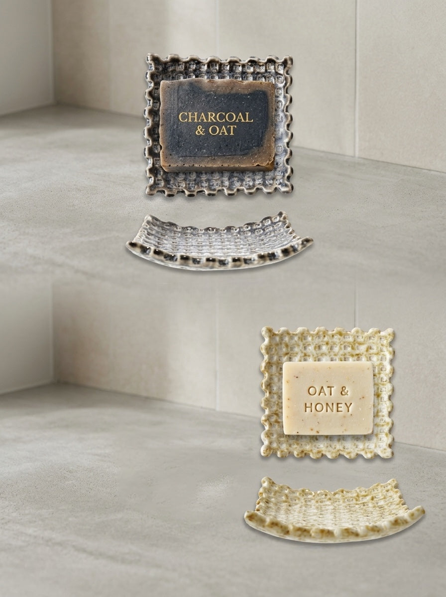 Reactive Glaze Ceramic Debossed Soap Dish