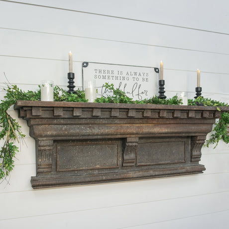 Distressed Black Metal Mantle Wall Hanging