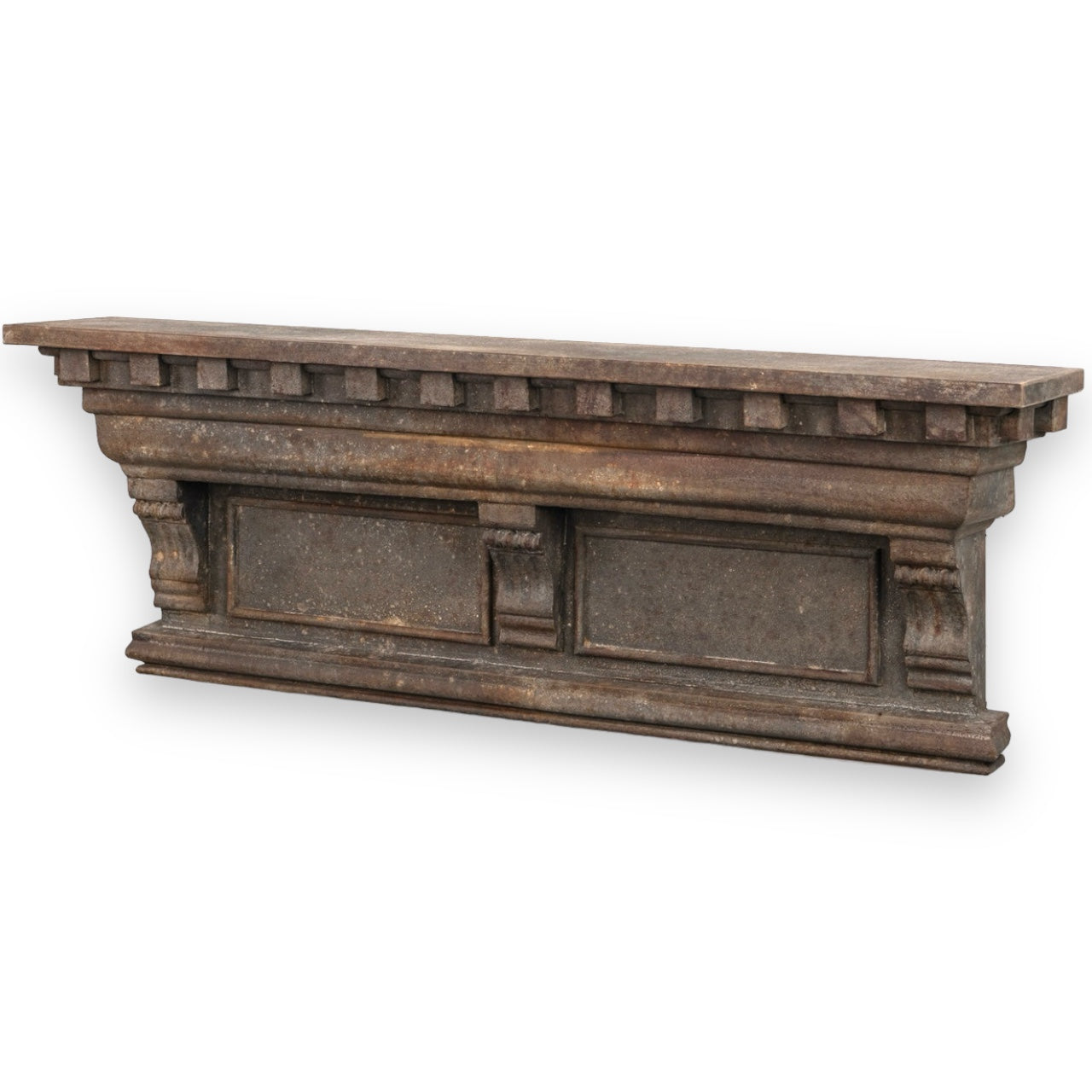 rustic distressed black metal mantle by ragon house