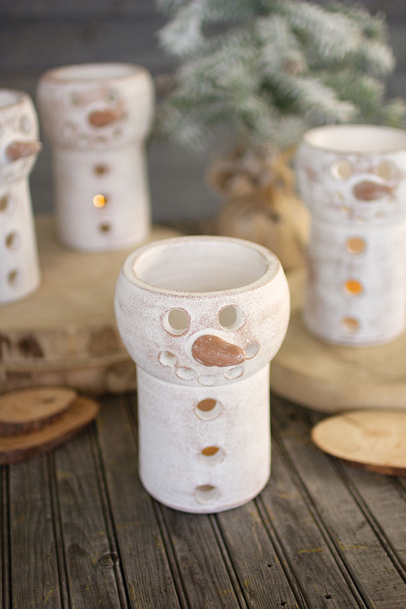 White Clay Snowman Luminary